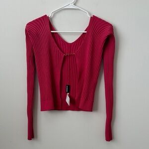 Jacquemus La Maille Pralù Longue ribbed-knit cardigan in fuchsia pink Size: 36